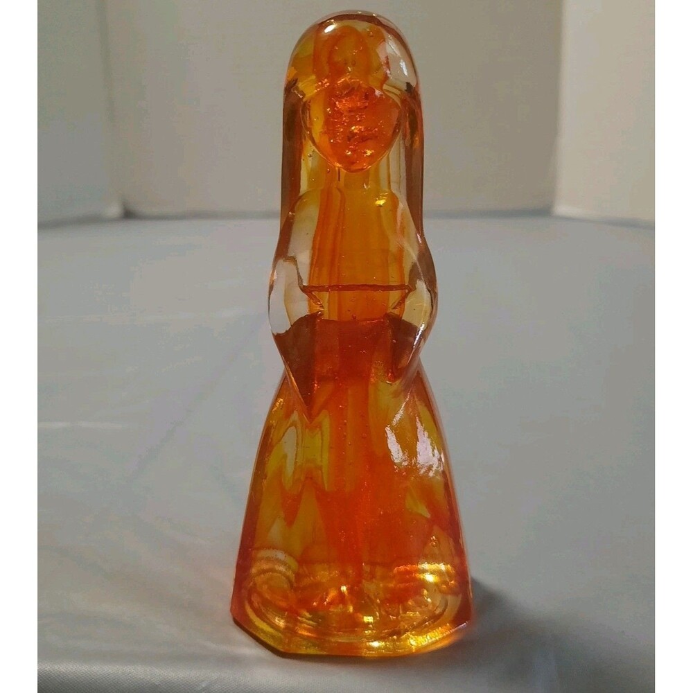 Vintage Mosser Glass Jenny Doll by Vi Hunter Aztec Flame Red Orange Art Glass
